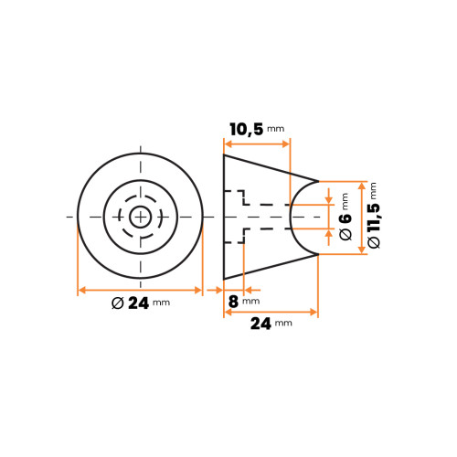 Nožička sedlová s otvorom / 303-007 / 16 x 10 / 6 mm (prírodná)