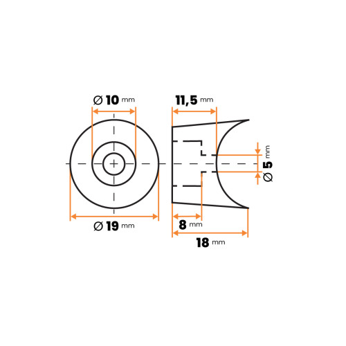 Nožička sedlová s otvorom / 306-037 / 20 x 11,5 / 5 mm (čierna)