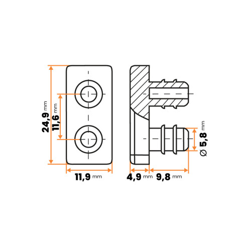 Klzák s tŕňom / 226-034 / 25 x 12 x 5 mm (čierna)
