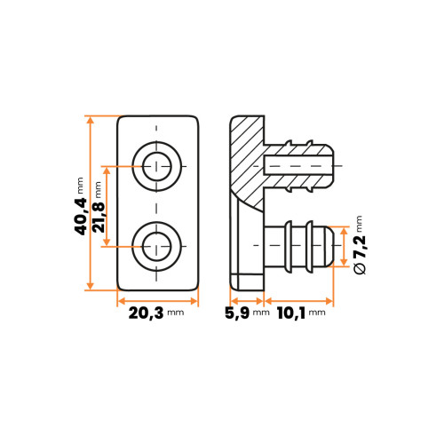 Klzák s tŕňom / 226-034 / 40 x 20 x 5 mm (čierna)