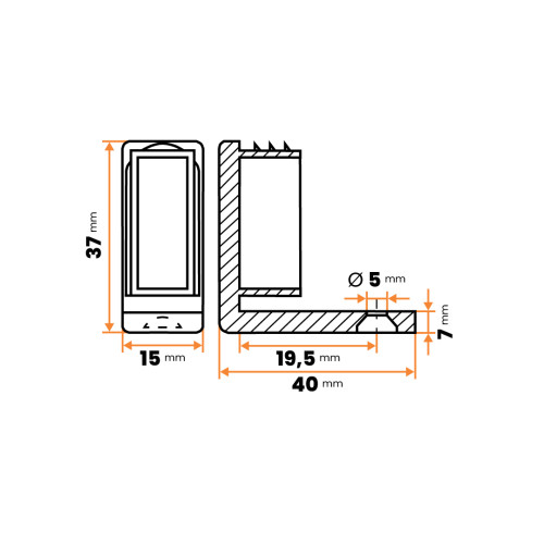 Klzák so zátkou do uzatvoreného profilu, obdĺžnikový / 059-034 / 30 x 15 / 1-2 mm (čierna)