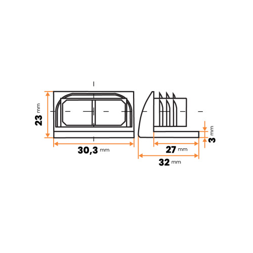 Klzák so zátkou do uzatvoreného profilu, oblý / 217-034 / 30 x 20 / 1-2 mm (čierna)