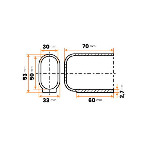 Klzák s oválnym návlekom / 394-000 / 50 x 30 / 1-2 / 70 mm (čierna)
