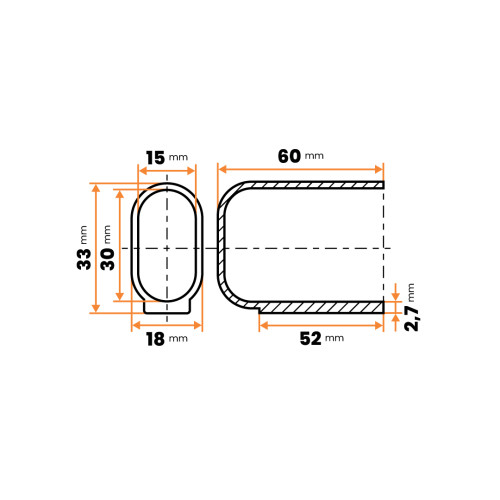 Klzák s oválnym návlekom / 394-034 / 30 x 15 / 1-2 / 60 mm (čierna)