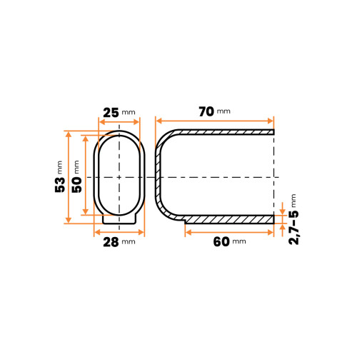 Klzák s oválnym návlekom / 394-034 / 50 x 25 / 1-2 / 70 mm (čierna)