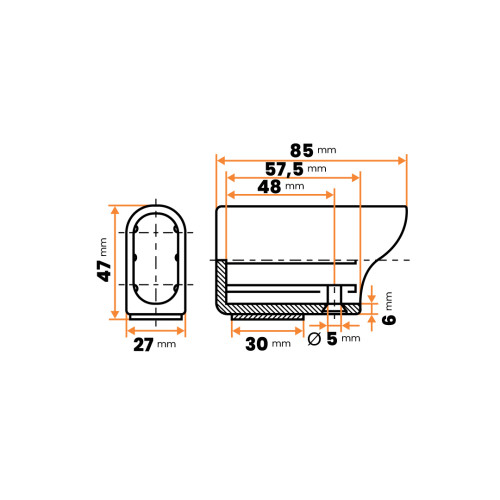 Klzák s oválnym návlekom a filcom / 394a-034 / 38 x 20 / 85 mm (čierna)
