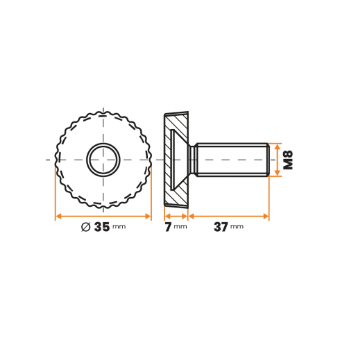 Skrutka rektifikačná / 140-034 / 35 mm / M8 x 37 mm (čierna)