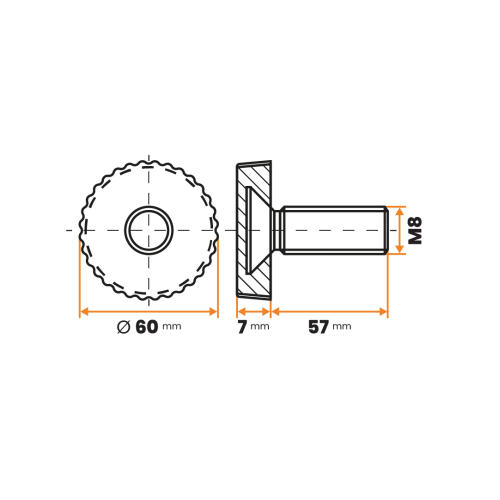 Skrutka rektifikačná / 140-034 / 60 mm / M8 x 57 mm (čierna)