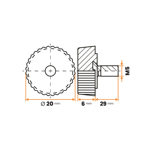 Skrutka rektifikačná / 140a-034 / 20 mm / M5 x 29 mm (čierna)