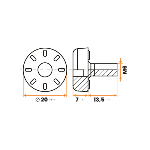 Skrutka rektifikačná / 148a-034 / 20 mm / M6 x 13,5 mm (čierna)