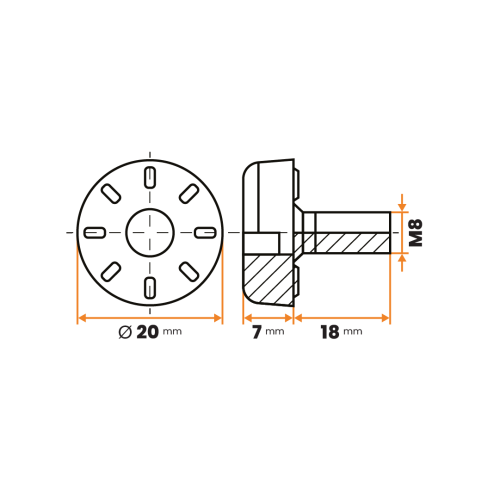 Skrutka rektifikačná / 148a-034 / 20 mm / M8 x 18 mm (čierna)