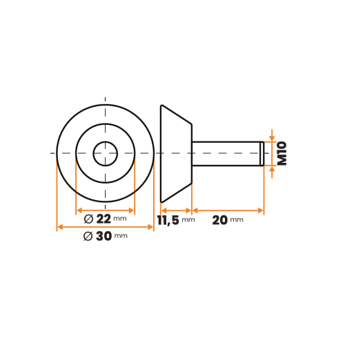Skrutka rektifikačná / 148b-037 / 30 mm / M10 x 20 mm (čierna)