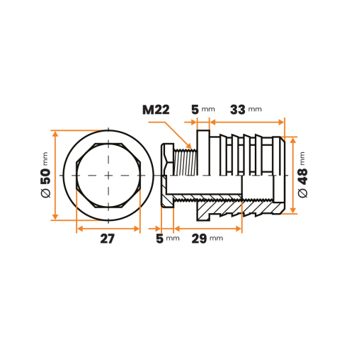 Komplet rektifikačný M22 x 29 mm / 244-034 / 50 x 1,5 - 2 mm (čierna)