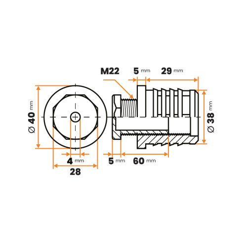Komplet rektifikačný s dierkou M22 x 60 mm / 244-068 / 40 x 1,5 - 2 mm (čierna)