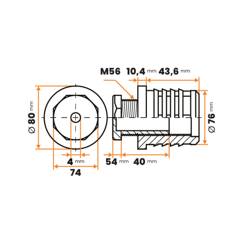 Komplet rektifikačný s dierkou M56 x 40 mm / 244-068 / 80 x 1,5 - 2 mm (čierna)