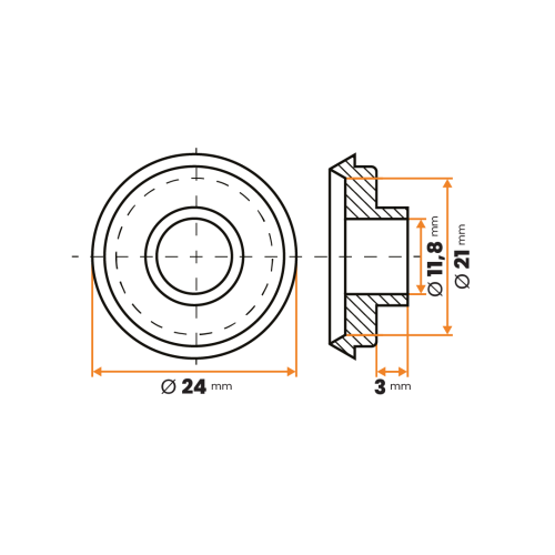 Podložka ku krytke / 006a-003 / 24 mm x M10  (prírodná)