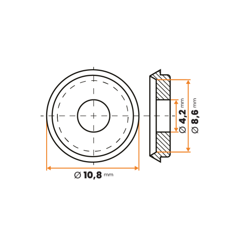 Podložka ku krytke / 006b-003 / 10,8 mm x M4 (prírodná)