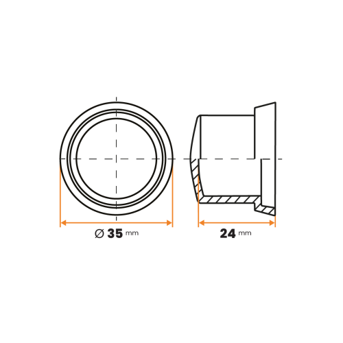 Krytka matíc / 035-003 / M16 / 24 mm (čierna)