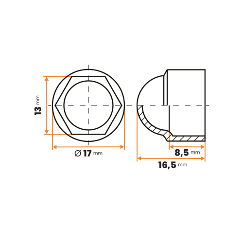 Krytka matíc / 130-034 / M8 / 13 mm (čierna)