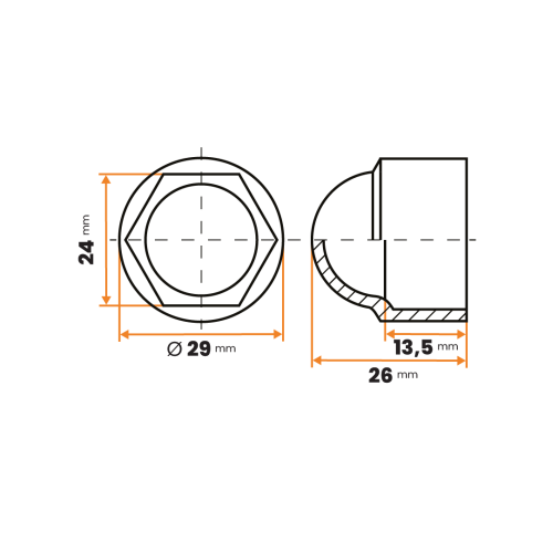 Krytka matíc / 130-034 / M16 / 24 mm (čierna)