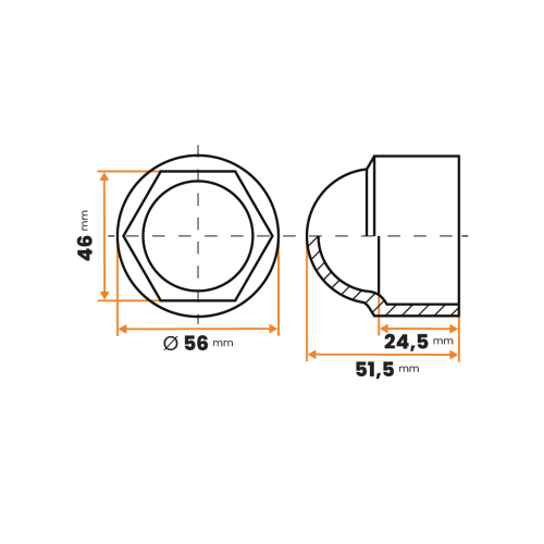 Krytka matíc / 130-034 / M30 / 46 mm (čierna)