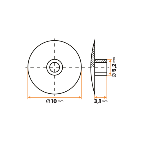 Krytka skrutky / 366-003 / 10 x 5,2 x 3,1 mm (biela)