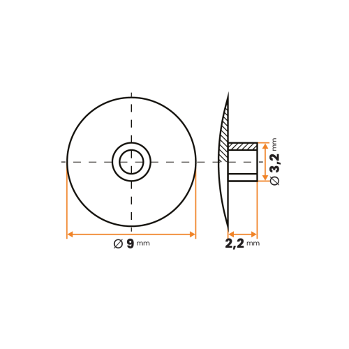 Krytka skrutky / 366-034 / 9 x 3,2 x 2,2 mm (čierna)