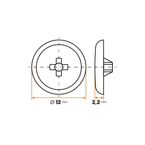 Krytka skrutky Philips 2 / 119-034 / 12 mm (biela)