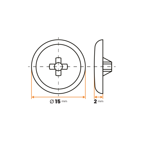 Krytka skrutky Philips 3 / 119-034 / 15 mm (biela)