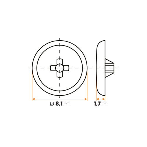 Krytka skrutky Pozidrive 1 / 119-034 / 8,1 mm (biela)