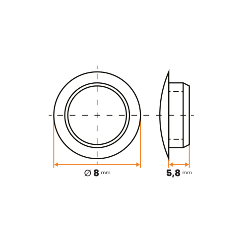 Krytka otvoru / 237-034 / 8 / 5,5 x 5,8 mm (čierna)