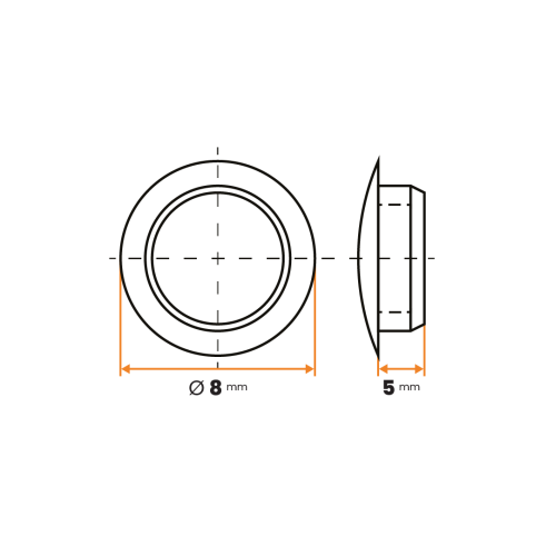 Krytka otvoru / 237-034 / 8 / 5 x 5 mm (čierna)