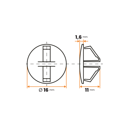 Krytka otvoru / 237d-034 / 16 / 9,5 - 11 x 11 mm (čierna)
