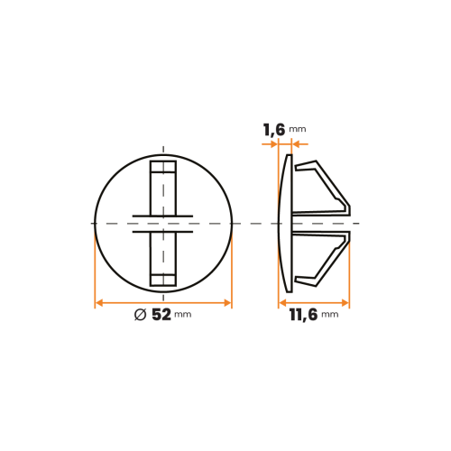 Krytka otvoru / 237d-034 / 52 / 45 - 47,5 x 11,6 mm (čierna)