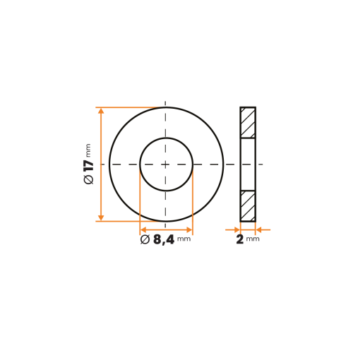 Podložka kruhová / 003-003 / 8,4 / 17 x 2 mm (prírodná)