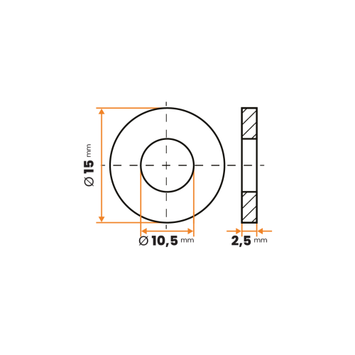 Podložka kruhová / 003-034 / 10,5 / 15 x 2,5 mm (čierna)
