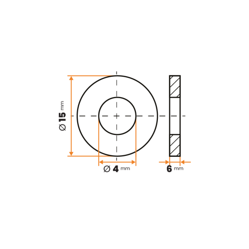 Podložka kruhová / 003-034 / 4 / 15 x 6 mm (čierna)