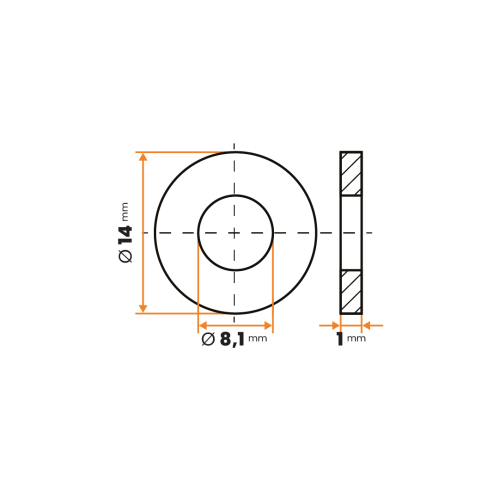 Podložka kruhová / 003-068 / 8,1 / 14 x 1 mm (prírodná)