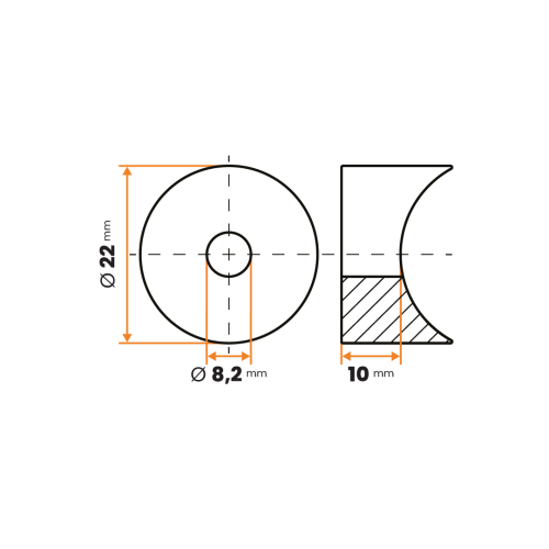 Podložka sedlová / 102a-034 / 25 - 28 x 10 / 8,2 mm (čierna)