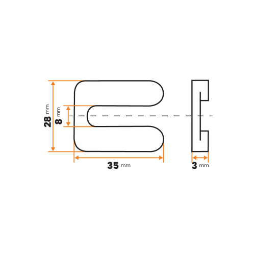 Podložka tvarovaná U / 077a-003 / 35 x 28 x 3 mm (šedá)