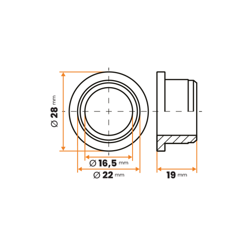 Ložisko klzné s osadením / 008-007 / 16,5 / 22 / 28 x 19 mm (čierna)