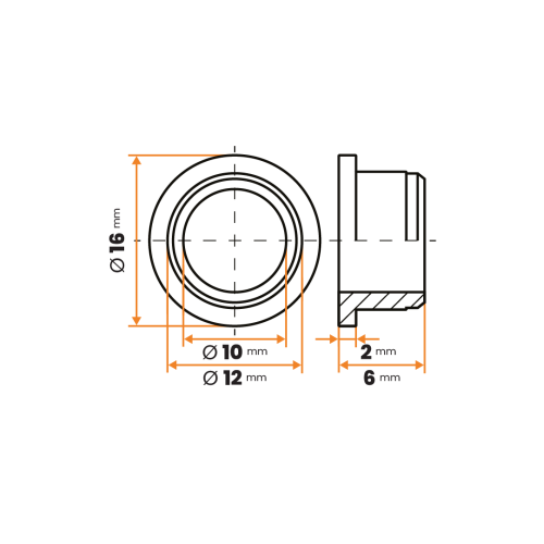 Ložisko klzné s osadením / 008-034 / 10 / 12 / 16 x 6 mm (prírodná)