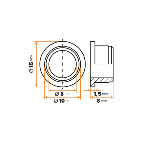 Ložisko klzné s osadením / 008-034 / 6 / 10 / 15 x 8 mm (prírodná)