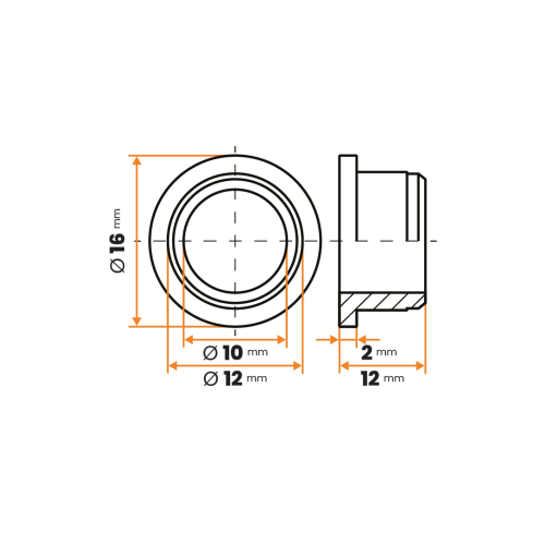 Ložisko klzné s osadením / 008-034 / 10 / 12 / 16 x 12 mm (prírodná)