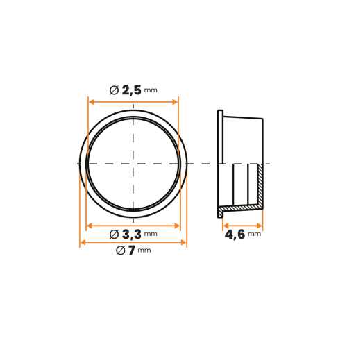 Zátka kruhová / 004-388 / 2,5 / 3,3 x 4,6 mm (prírodná)