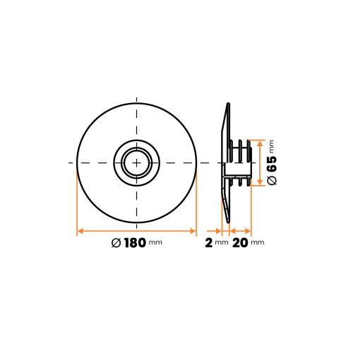 Krytka prírub / 501a-110 / 65 x 180 mm (žltá)