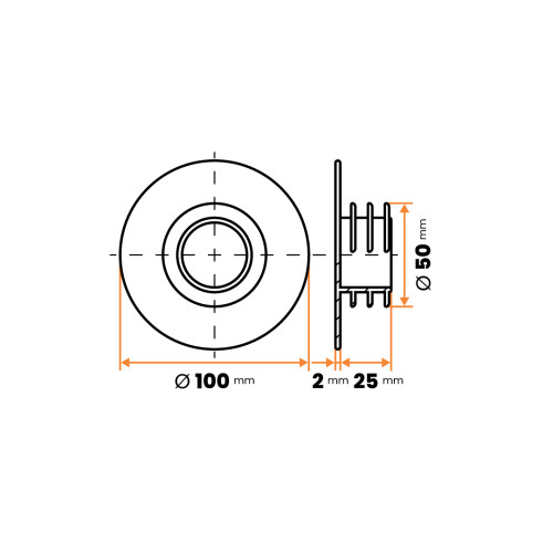 Krytka prírub / 501b-629 / 50 x 100 mm (žltá)
