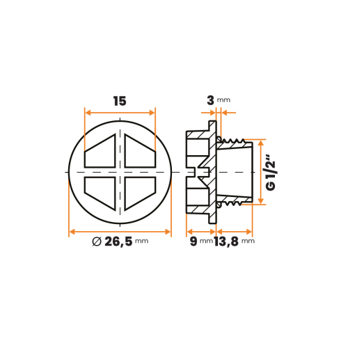 Záslepka kruhová s tesnením / 075b-110 / G 1/2" x 13,8 mm (žltá)