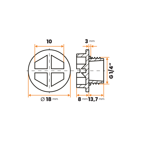 Záslepka kruhová s tesnením / 075b-110 / G 1/4" x 13,7 mm (žltá)