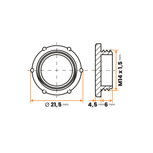 Zátka kruhová / 374-018 / M14 x 1,5 x 6 mm (prírodná)
